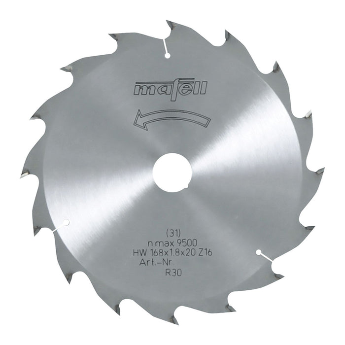 Savblad-HM 168 x 1,2/1,8 x 20 mm, Z 16, WZ, voor schulpen in hout