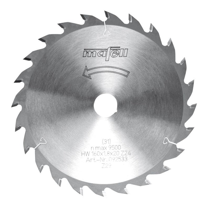 Savblad-HM 160 x 1,2/1,8 x 20 mm, Z 24, WZ, til universalarbejder i tra