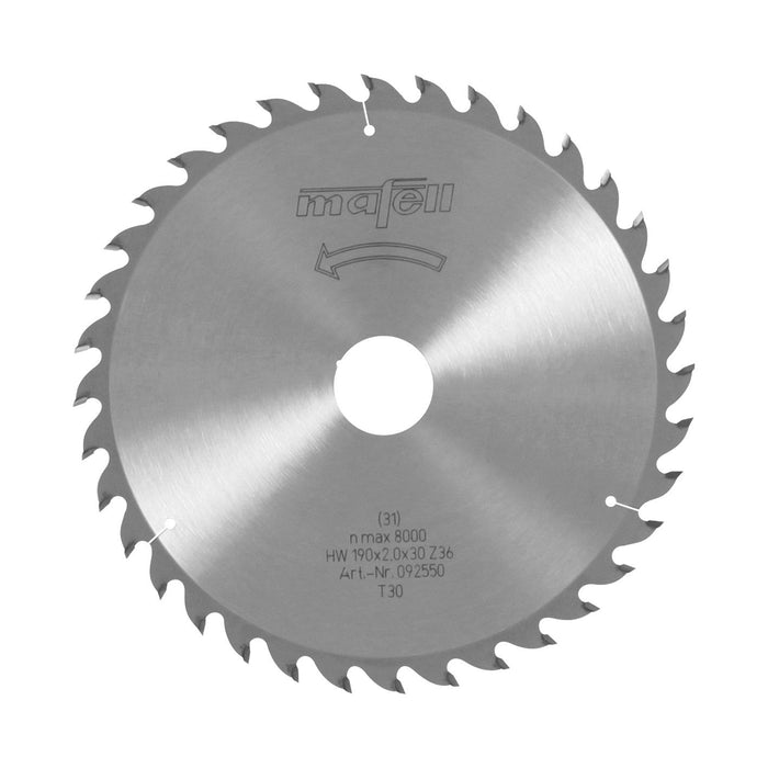 Savblad-HM 190 x 1,4/2,0 x 30 mm, Z 36, WZ, til universalarbejder i træ