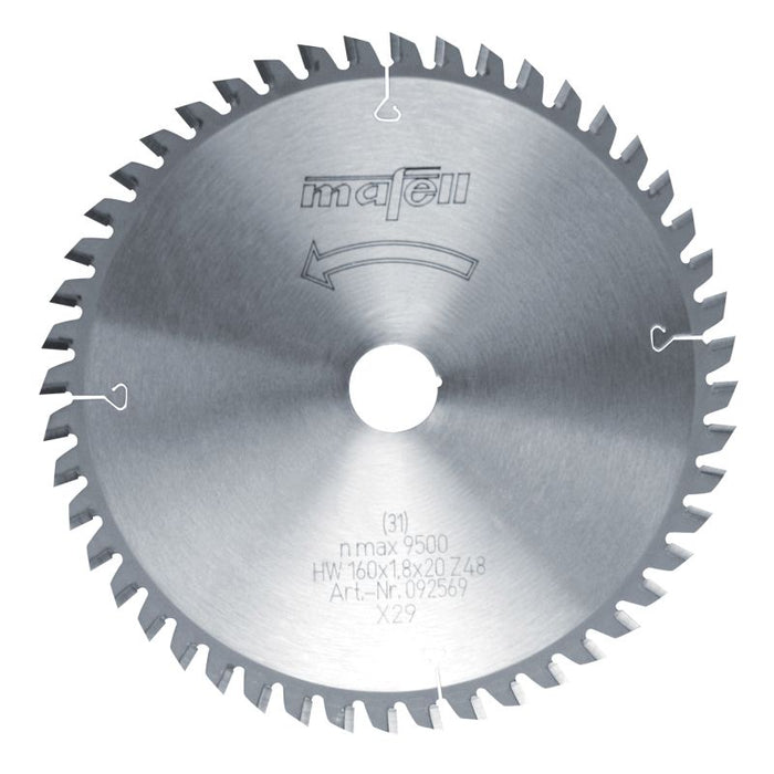 Savblad-HM 160 x 1,2/1,8 x 20 mm, Z 48, FZ/TR, til lagdelte plader (Trespa)