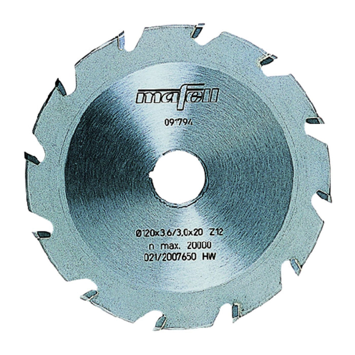 Notfræserknivblad ellipseformet, hårdmetal, 120 x 3,6 x 20 mm, 12 tandet
