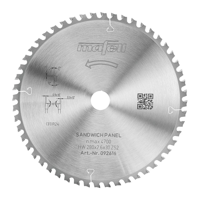 Savblad KSB-SP 280 HW, 280 x 2,6 x 30 mm, Z52, WZFA, Sandwich Panel
